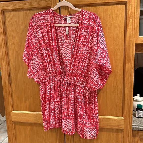 Victoria’s Secret Romantic Short Kimono Robe Red White Hearts - Picture 8 of 11